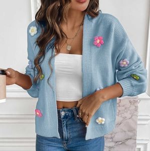 Wildflower Whisper Open Front Cardigan - Blue